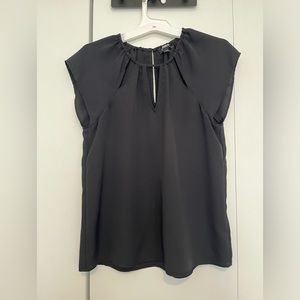 EXPRESS Black Satin-Like Blouse with Cutouts